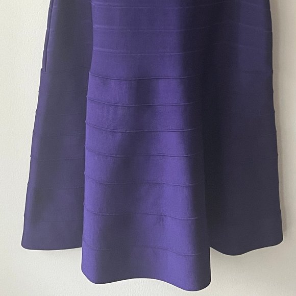 Herve Leger Liza Bandage Plum Berry Boat Neck Flared Dress Authentic - Picture 9 of 16